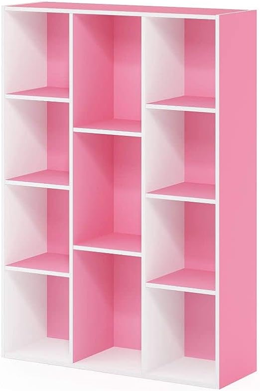 Luder Bookcase / Book / Storage , 11-Cube, White/Pink