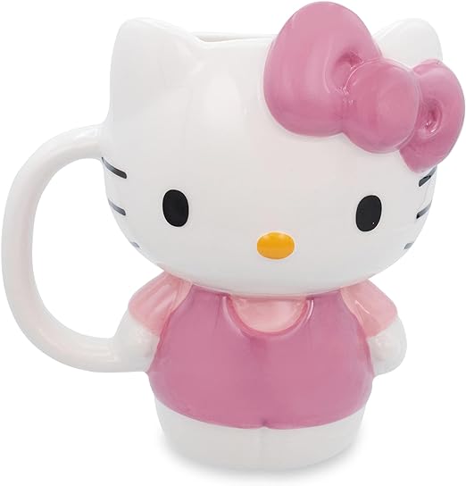 Sanrio Hello Kitty 3D Sculpted Ceramic Mug | BPA-Free Coffee Cup for Espresso, Caffeine, Cocoa