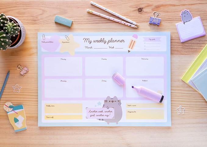 Pusheen A3 Desk Pad with Daily, Weekly, and Monthly Calendar