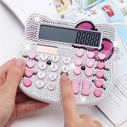 Hello Kitty Solar Calculator, 12-Digit LCD Display, Battery Powered