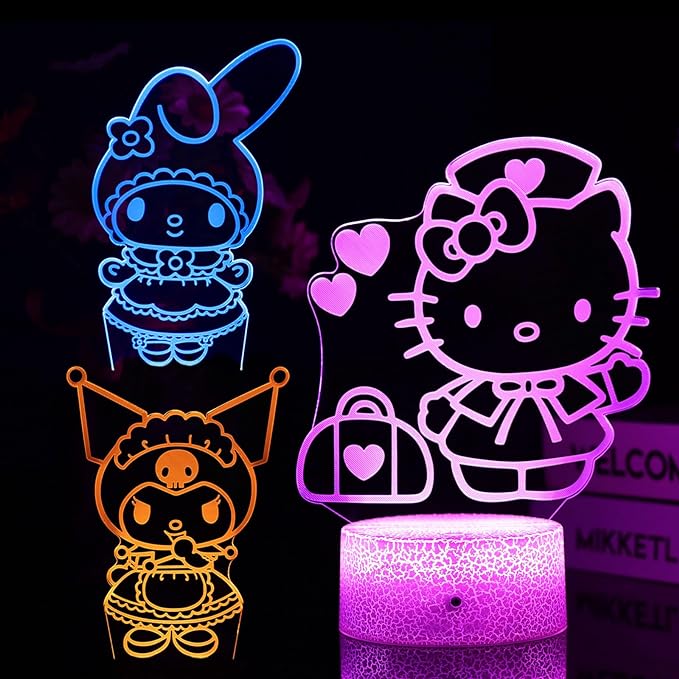 Hello Kitty Inspired Lamp Night Light with Remote and 16 Dimmable Colors