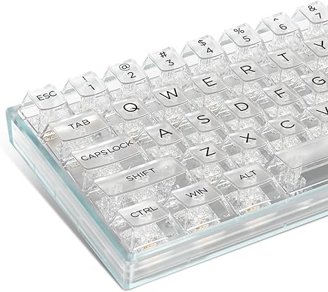 dagaladoo XVX 140 Keys Clear Keycaps Full Set, Custom Cherry Profile Keycaps, Transparent PC Material Keycaps for 60% 65% 75% 100% Cherry Gateron Mx Switches Mechanical Keyboard (only keycaps)