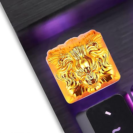 Keyboard Keycaps, STOGA Cute Keycaps for 61/87/104 Mechanical Gaming Keyboard Keycaps, Metal Custom Keycaps Gift for Home/Girl/Boy to DIY Gaming Keyboard- Keycaps & Gift Box (Golden Lion)