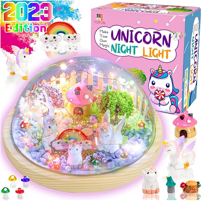 Y YOFUN Unicorns Gifts for Girls - Unicorn Crafts for Kids,Make Your Unicorn Night Lights Kit with Rainbow Fairy Lights,Gifts for 5 6 7 8 9 Year Old Girls,Unicorn Toys for Girl, Bedroom Decor