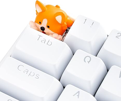 Oceankey Artisan Keycaps for DIY Replacement Handmade Sculpted Keycaps Cute Dog Handmade Resin Keycaps for Switch Gaming, Cherry MX Mechanical Keyboards (Orange)