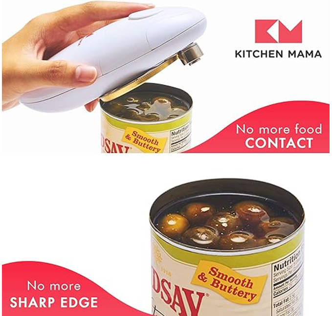 
Kitchen Mama Auto Electric Can Opener Christmas Gift Ideas: Open Your Cans with A Simple Press of Button - Automatic, Hands Free, Smooth Edge, Food-Safe, Battery Operated, YES YOU CAN (Red)