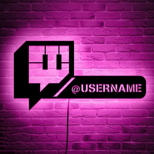 Personalize Username Twitch Led Sign Wall Art Decor - Glow in the dark Wall Art - Live Stream Room Decor - LED Decoration - Custom Sign Gift