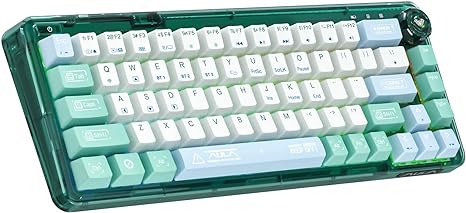 CHICHEN 60% Portable Mechanical Gaming Keyboard,Hot-swappable RGB Backlit Compact 68 PBT Keycaps,2.4Ghz Wireless/Bluetooth/USB-C,Transparent Gasket Ice Crystal Switch (Semi-Transparent Green)