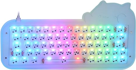 EPOMAKER Mini Cat 64 60% Hot Swappable VIA Programmable RGB Wired Mechanical Gaming DIY Keyboard Kit with Refinedly Tuned Stabilizers, Stacked Acrylic Case, Compatible with Windows/Mac