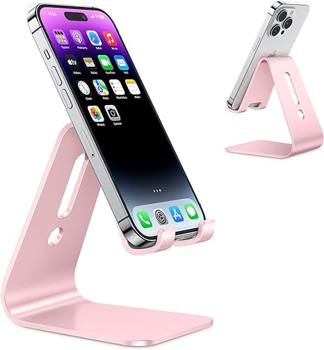 OMOTON Upgraded Aluminum Cell Phone Stand, C1 Durable Cellphone Dock with Protective Pads, Smart Stand Designed for iPhone 15, 14/13/12/11 Pro Max XR XS, iPad Mini, Android Phones,Rose Gold
iPhone X, iPhone 8 / 8 Plus / 7 / 7 Plus / 6s / 6s Plus / 6 / 6 Plus / SE, Samsung Galaxy Note 8 / Note 5 / Note 4 / Note 3iPhone X, iPhone 8 / 8 Plus / 7 / 7 Plus / 6s / 6s Plus / 6 / 6 Plus / SE, Samsung Galaxy Note 8 / Note 5 / Note 4 / Note 3
Wide Compatibility: Compatible with E-Readers,Mobile Phones of any size, such as for iPhone 11 Pro XS Max XR x 6 6S 7 8 Plus, Galaxy Samsung S10+ S10e S10 S9+ S9 S8+ S8 S7 Note 10 9 8, LG, Sony, Moto, LG, Google Pixel, Nexus etc, even with a heavy case on.