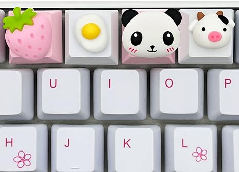 FKZ Cute Keycap 1 pc, Custom 3D Keycap, ESC Key OEM R4 Profile Keycap for Mechanical Keyboard, Cute Pink Animal Keycap (4 Pack)