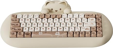 YUNZII C68 Wireless Mechanical Keyboard, 65% Gaming Keyboard Hot Swap,Triple Mode BT5.0/2.4G/Wired,RGB Backlit NKRO,Cute Cat Silicone Ergonomic Keyboard for Win/Mac(Milk Switch,Brown)