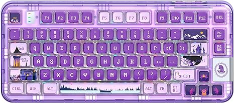 YUNZII Coolkiller CK75 Wireless Hot Swappable Mechanical Keyboard, Transparent Acrylic Gasket Mounted Keyboard for for Windows/Mac(Lilac Switch,Fairy Purple)