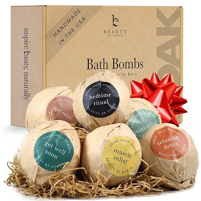 Bath Bomb Gift Set - USA Made with Natural & Organic Ingredients, Christmas Gifts for Women & Stocking Stuffers, Spa Gifts & Birthday Gifts for Women and Mom, Bath Bombs for Women & Kids Gift Ideas